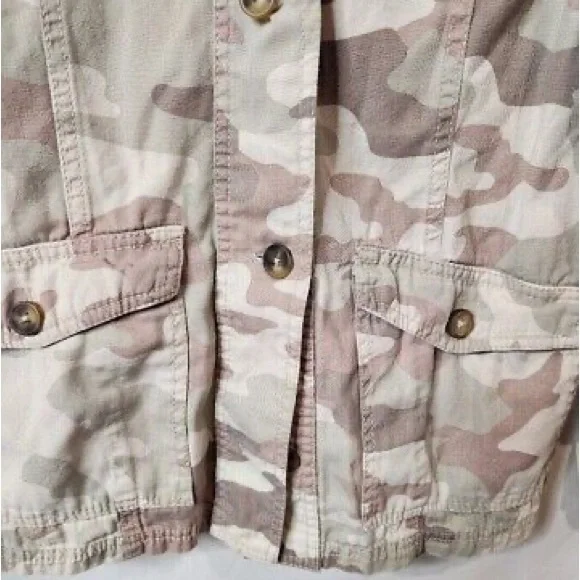 Maurice’s Lightweight Yoked Utility Style Neutral Toned Camo Button Down Coat, S - Picture 6 of 8